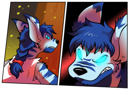 A crop of page 739 focusing on Lazuli's glowing eyes.